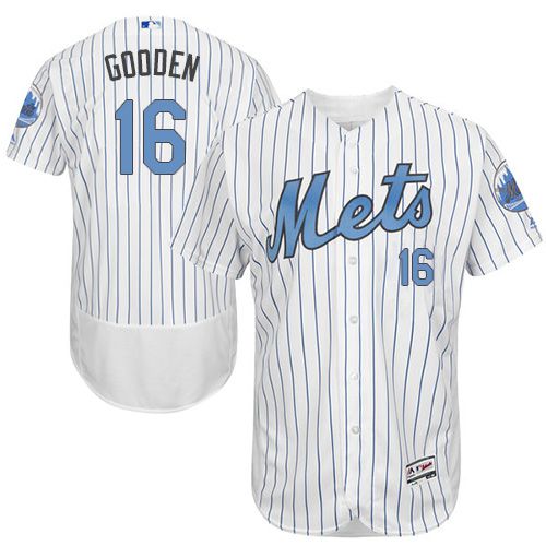 Mets #16 Dwight Gooden White(Blue Strip) Flexbase Authentic Collection Father's Day Stitched MLB Jersey